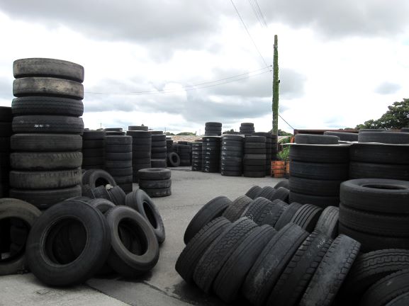 casing tires in the yard
